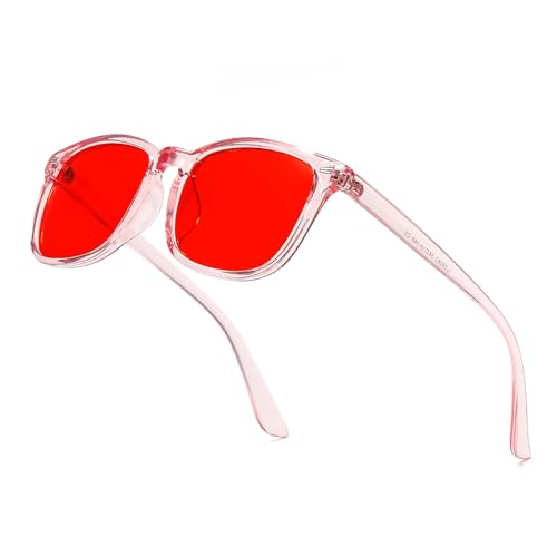 Suertree Blaulichtfilter Brille Rotlichtbrille TR90 Gaming Brille Brillengestell Damen Herren Rote Gläser Blaulicht-blockierende Schutz für Bildschirme, Fernseher, Pink