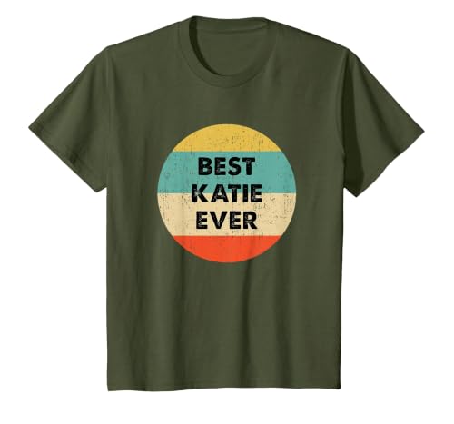 Katie Name T-Shirt, Youth, Olive Green, Small