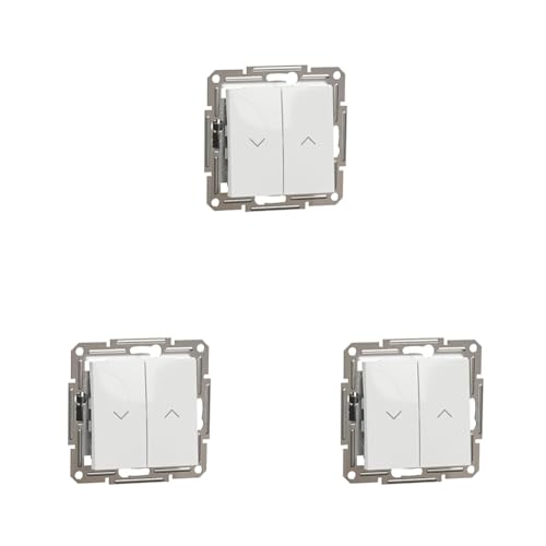 Schneider Electric Asfora Jalousie-, Rolladentaster, Unterputz, Steckklemmen, 10A, 250V, IP20, weiss, Artikelnummer EPH1370121D, 3 Stück