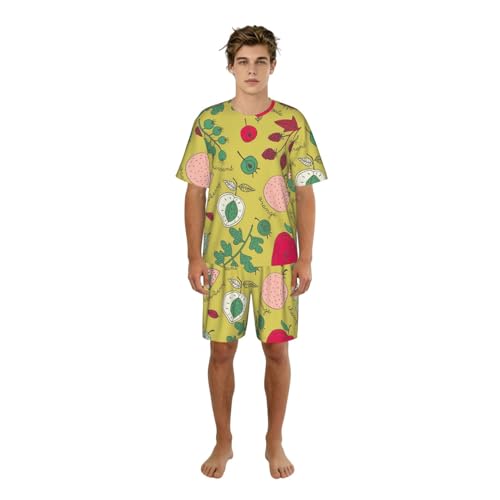Pyjama d'été léger pour homme évitant la chaleur nocturne en style fruits