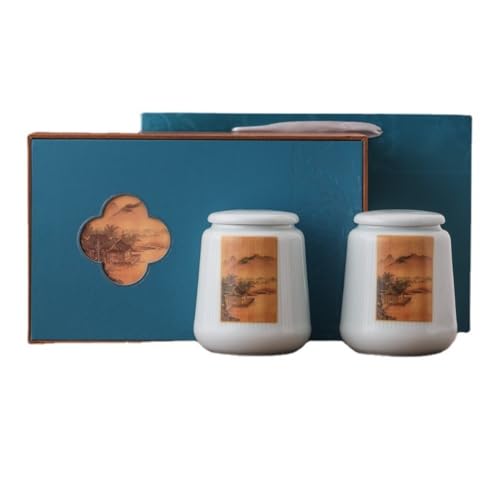 Organizador de Bolsitas de Té Tarro de cerámica for almacenamiento de té a granel, for el hogar, dulces, nueces, café, cereales, tarro sellado, caja de regalo doble, contenedor de almacenamiento de té