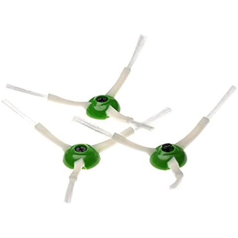 vhbw 3X Cepillo Lateral de Repuesto Compatible con iRobot Roomba E5, E6, E7, i7, i7 Plus, i7+ Robot Aspirador -Set de Limpieza, Blanco/Verde Cover