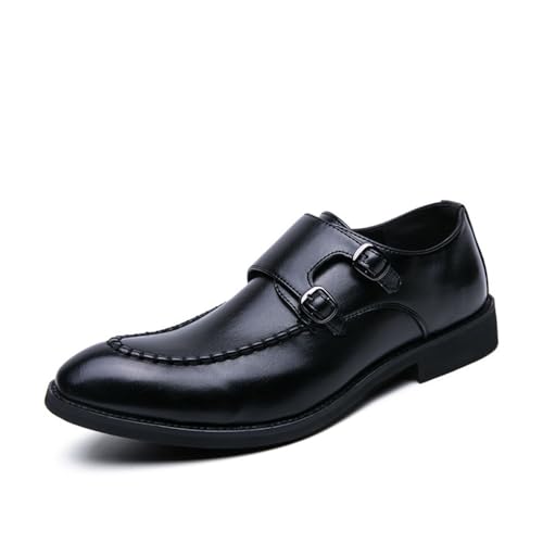 Double Monk Strap Shoes Men Formal Business Loafer Dress Shoes Classic Retro Lightweight Leather Slip On Comfort Wear Low Heel Pointed Cap Toe Buckle Pull-on Oxfords Casual Elegant Work Office Wedding