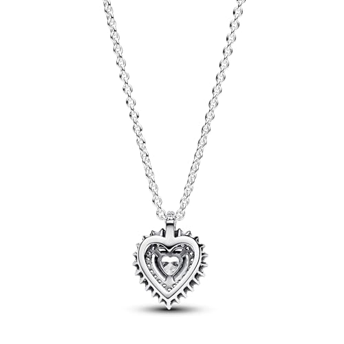 Pandora Silver Sparkling Heart Halo Pendant Necklace - 2