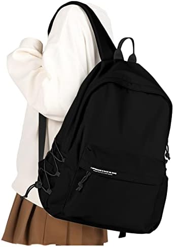 VECAVE Casual Backpack for Men Women, Classic Basic Backpack for College Travel Work，Waterproof Daily Lightweight Backpack Black