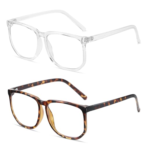 Image of TR90 Oversized Blue Light Blocking Glasses Men Women Ultralight Nerd Square Computer Games Black Large Eyewear