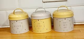 WiseAccordio® Set of 3 carbn Steel Honeycomb Tea Coffee Sugar Canister|Steel Canisters Tea Coffee Sugar Canisters| Kitchen Storage Set |Powder coated steel,Easy grab handle