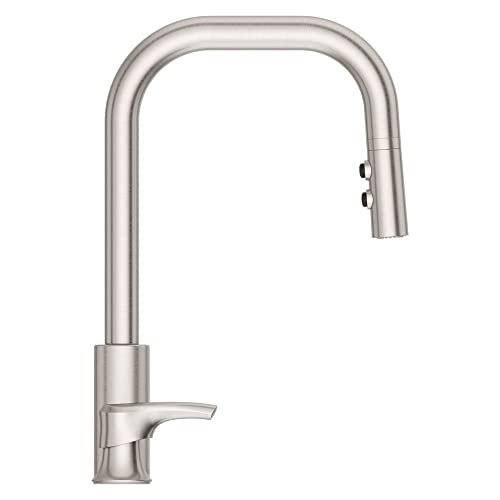 Pfister Zanna Kitchen Faucet With Pull Down Sprayer And Soap Dispenser, Single Handle, High Arc, Spot Defense Stainless Steel Finish, F5297Znrgs #TOP3