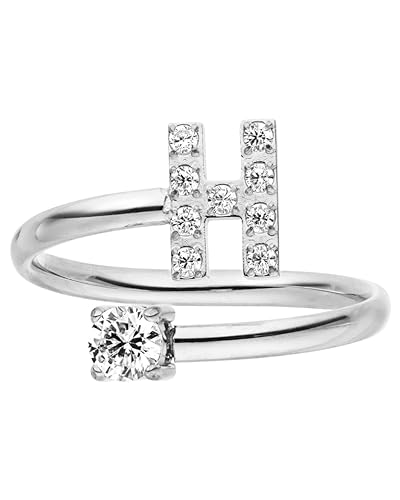 Purelei Buchstaben Ring H – Damenring aus langlebigem Edelstahl – Wasserfeste Ringe – Verstellbare Ringe von Größe 50 bis 60… – Ansicht 1