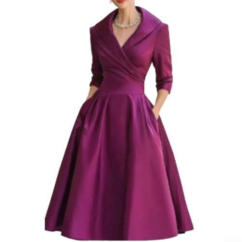 Robe trapèze en satin pour invitée de mariage et cocktail élégant