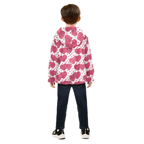 Lovers' Hearts Girls Fleece Jacket Girls Fall Jacket Girls Zip Up Hoodie Girls Sherpa Jacket 2-10T4
