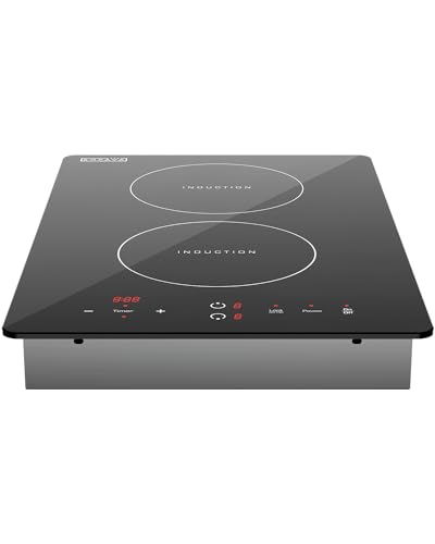 Image of Empava Electric Stove Induction Cooktop Vertical with Dual Burners Vitro Smooth Surface 120V, 12 Inch, Black Ceramic Glass