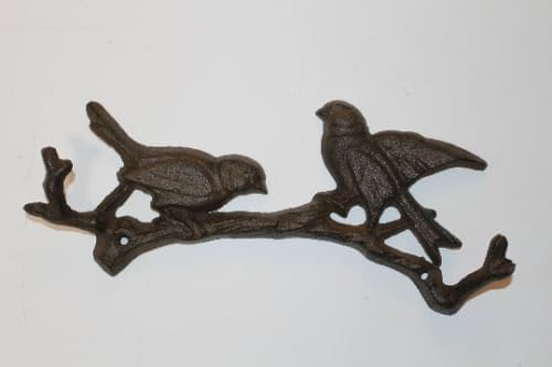 Vintage Birdwatcher Love Birds Gift Ideas Cast Iron Wall Plaque, Wall Hooks Set - 4-1 Set (4 Items)