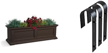 Mayne Fairfield 3ft Window Box Planter with Handrail Brackets - Espresso - Fade Resistant, Self Watering, Perfect for Outdoor Use
