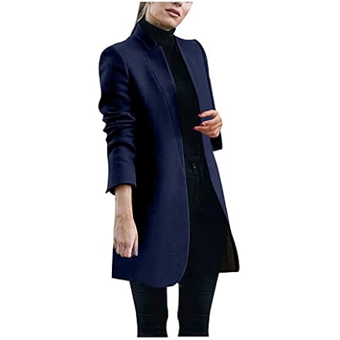 Skying Jacket Women Women Artificial Wool Coat Trench Jacket Ladies Warm Soft Coat Long Overcoat Outwear Button Fashion Solid WInter Coats Women Hiking Jacket with Fleece Cover