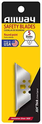 Image of ALLWAY RKB5 3-Notch Carbon Steel Utility Knife Blades, Sharp Point, 5 Pack | Easy Blade Change