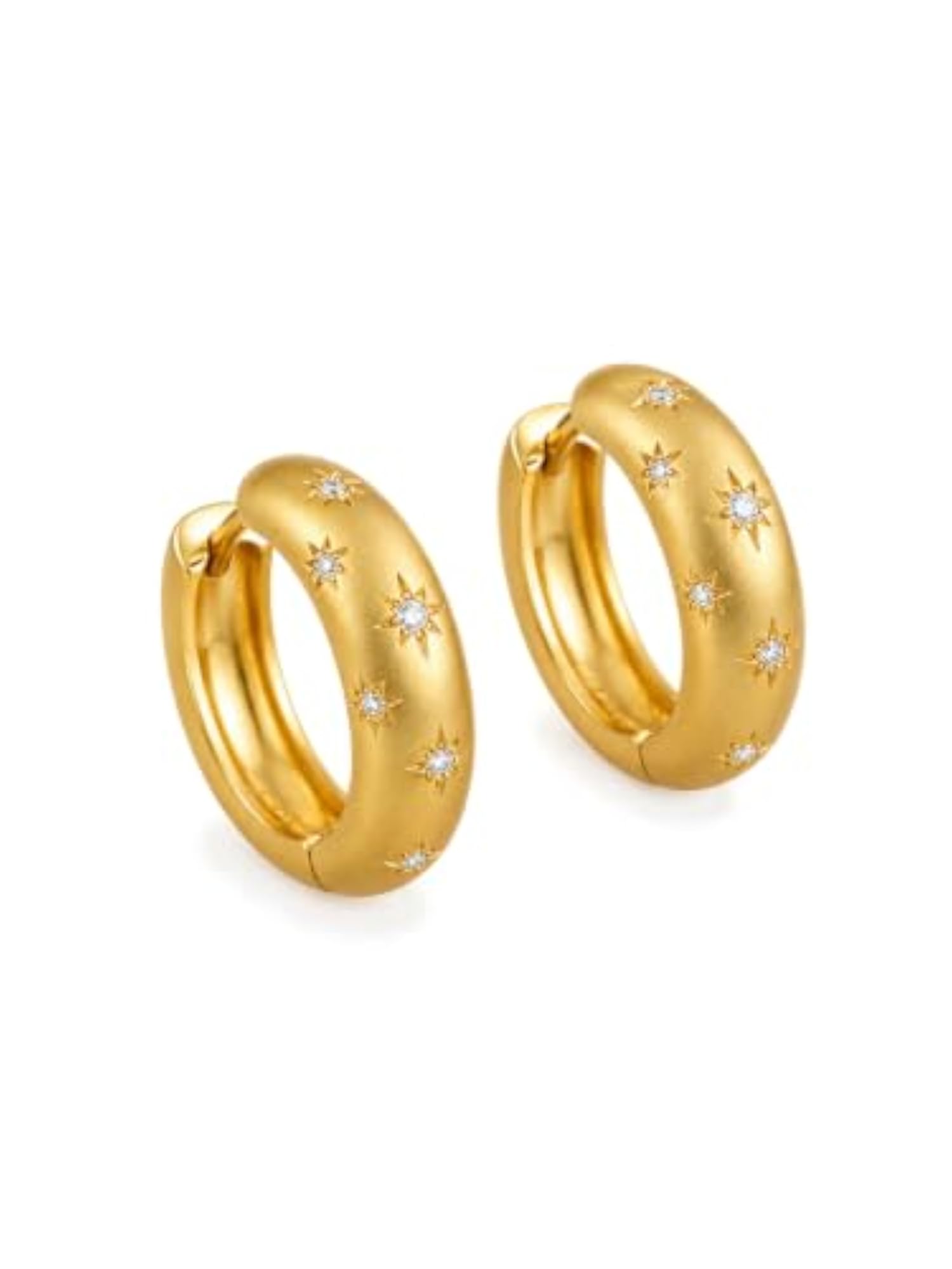 Stylish Anti Tarnish Lightweight Round Hoops with Zircon Stones