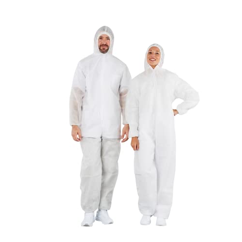 Hurry Jump Combinaison de Travail jetable polypropylène Combinaison Peintre Combinaison trvaux Combinaison Anti poussière avec Capuche TXL