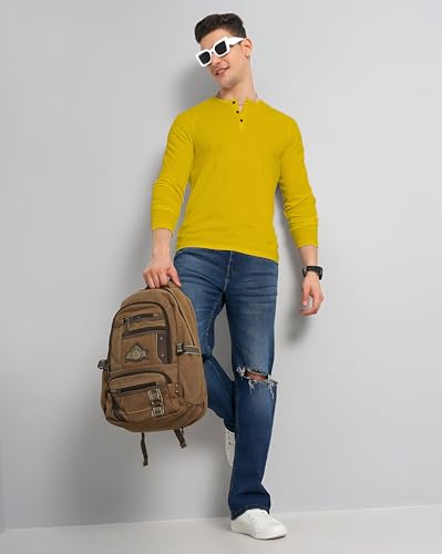 Image of LAZYCHUNKS Luxury Men's Full Sleeve Henley T-Shirt - Soft, Breathable, Stylish (Men's Henley T-Shirt), Great for Party and Casual wear
