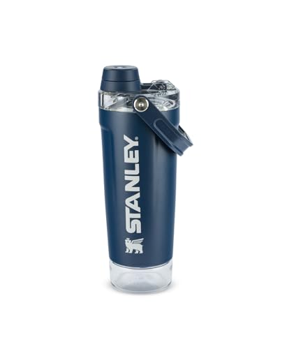Image of STANLEY Vitalize Shaker Bottle, 20 oz, Dark Navy | Leakproof Shaker Bottle | Fast-Flow Spout | Removable Strainer | Easy-Grip Handle | Base Container | Double-Wall Insulation