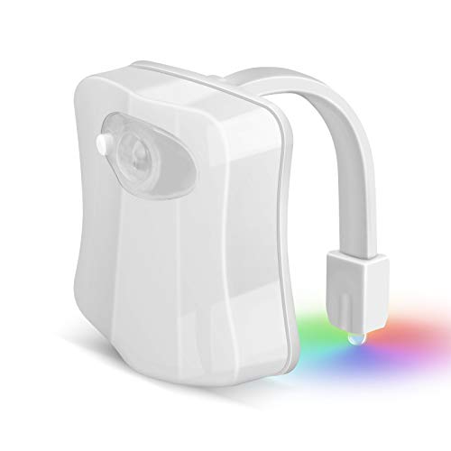 Veilleuse de Toilettes Lampe de Toilette Veilleuse LED pour WC Veilleuses à Capteur de Mouvement à LED 2 Modes avec 8 Couleurs Changeantes Adaptée à N'importe Quelle Toilette