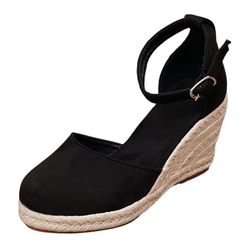 Sandales femme été plateforme plates avec bride cheville réglable et bout fermé