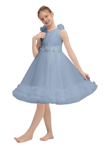 Tulle Flower Girl Dress for Wedding 3D Flower Tutu Dress for Girls Birthday Party Princess Dresses