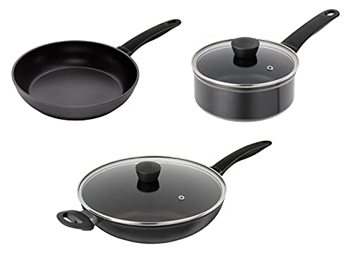KUHN RIKON Easy Induction Juego de utensilios de cocina antiadherentes aptos para horno, Aluminio, negro