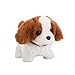 RG-FA Petit chiot électrique en peluche qui peut marcher aboyer, hocher la queue et se remuer en peluche pour chien – Collier St Bernard (marron et blanc)