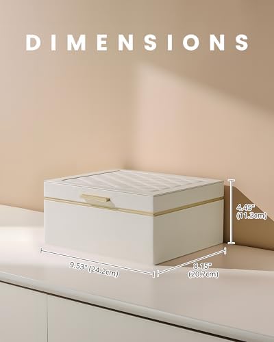 Lolalet Jewelry Box for Women Girls, 2 Layer Jewelry Organizer -Cream — view 4