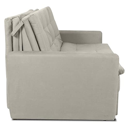 Sofá Cama 2 Lugares com Braço Veludo Pavia Bege Venezia Matrix