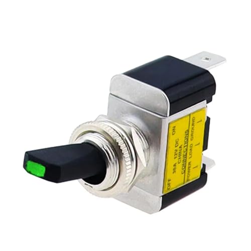Commutateur de bord SPST 30A avec voyant lumineux vert pour console automobile