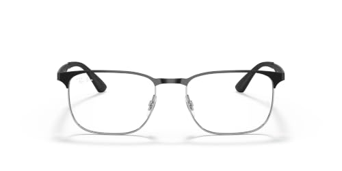 Ray-Ban Unisex RX6363 Square Prescription Eyewear Frames, Black On Silver/Demo Lens, 54 mm