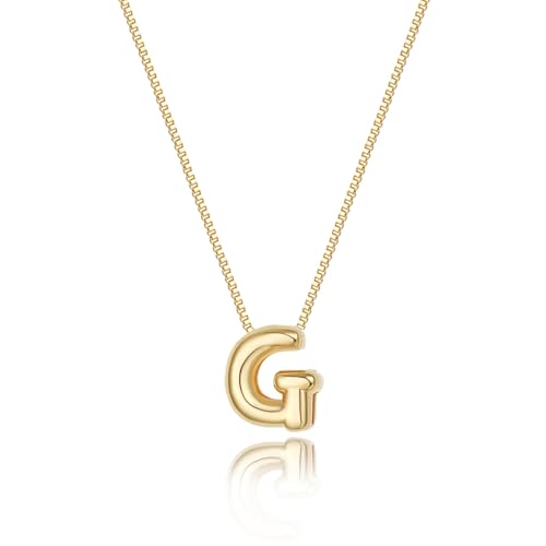 Image of Personalized Bubble Letter Initial Necklace, 14K Gold Plated, Dainty Pendant for Women, Trendy Gold Jewelry
