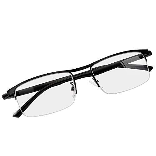 LJIMI Progressive Multifocus Reading Glasses Anti Blue Light No Line Multifocal Computer Readers for Men and Women Anti Eye Strain/Glare/UV Filter Eyeglasses Semi-Rimless Eyewear Safety Goggles