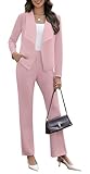 Two Piece Set for Women Fall Fashion 2025 Business Casual Long Sleeve Blazer Jackets Pant Suits Pink M