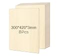 Basswood Sheets,8 Pcs Square Unfinished Wood Board,17 x 12 x 1/8" Plywood Sheets Laser Wood,3mm Unfinished Wood Squares Boards for Crafts Architectural Models Laser Cutting Wood Burning Drawing