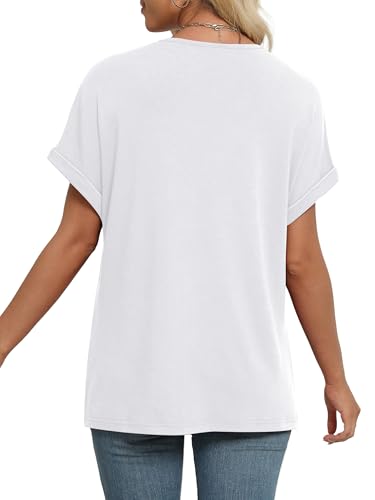 Image of WIHOLL Womens Summer Tops Short Dolman Sleeve Shirts 2026 Fashion V Neck Outfits Clothes