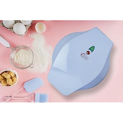 Bestron Waffeleisen für Mini-Dino-Cookie's, Mini-Cookie-Maker in Dinosaurier-Motiven, Waffeleisen für Mini-Waffel-Kekse, mit Backampel & Antihaftbeschichtung, 700 Watt, Farbe: Babyblau – Bild 4