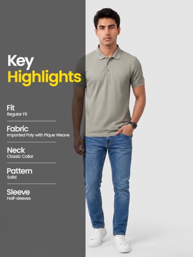 Image of Beyoung Imported Poly Regular Fit Solid Polo Tshirt for Men | Collar Tshirt | Half Sleeves | Solid Casual T-Shirt