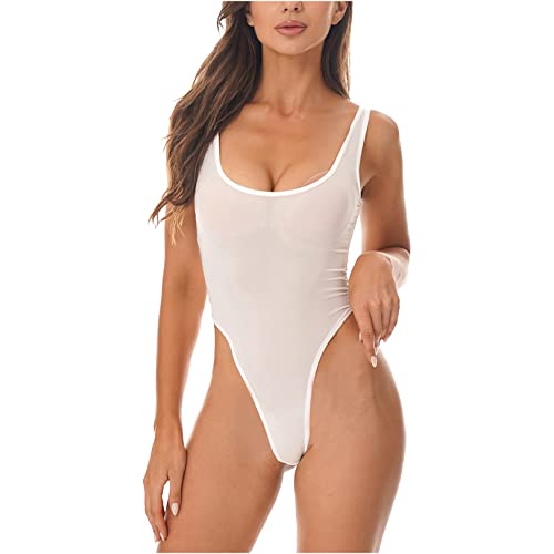 JEATHA Damen Mesh Ouvert-Body Transparent Stringbody Jumpsuit...