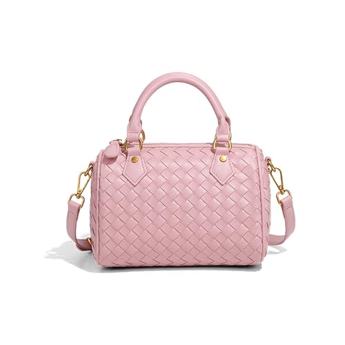 Vegan Leather Woven Shoulder Bag for Women,Mini Boston Purses and Handbags,Braided Underarm Crossbody