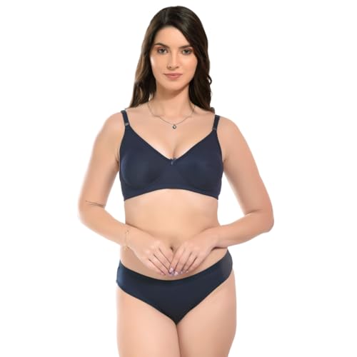 Image of SGC Women Cotton Blend Lingerie Set||Lightly Padded Wirefree Bra & Panty Set||Bridel Set for Women & Girls