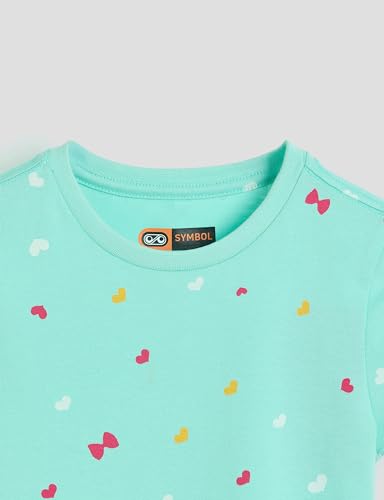 Image of Amazon Brand - Symbol Girls 100% Cotton Night Suit Set |Half Sleeves T-Shirt & Pajama Set | Age 2-14 Years