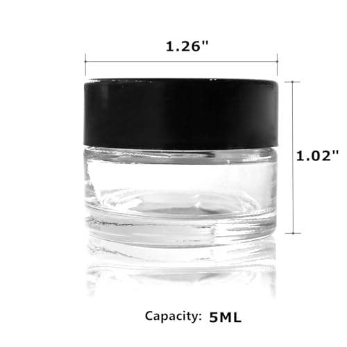 90 Pack 5ml Glass Lip Balm Containers, Small Empty Cosmetic Sample Jars with Lids, Refillable Clear Airtight Glass Jars for Skincare, Lotion, Cream, Wax, Travelling, Retail Store2