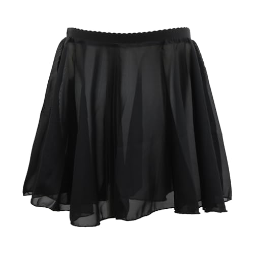 1 Pezzi Gonna da Danza da Ragazza con Fascia Elastica in Vita Nero, Gonnellino a Portafoglio da Danza, Chiffon Tutu Danza Classica per Body in Chiffon, per Ragazze Donne per Adulti (120-150,M)