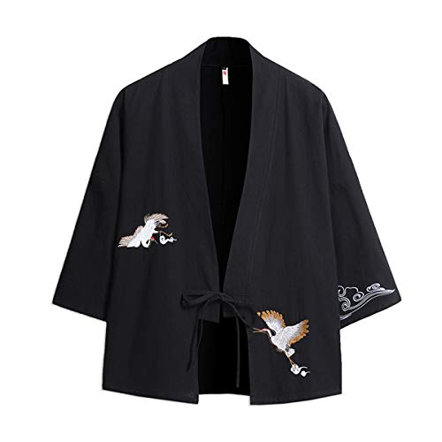 Seidarise Men\'s Kimono Traditional Japanese Clothing Male Cardigan Noragi Jacket Yukata Coat Haori