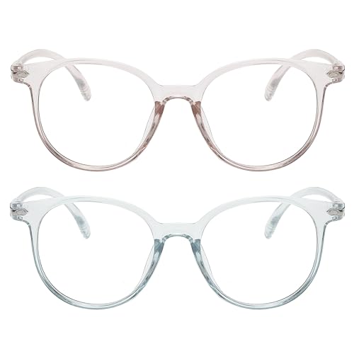 Image of OWL Round Blue Light Blocking Fake Eyeglasses for Women Men - Lightweight Frame, Anti UV400 Rays Protection Eyewear - 2 Pack