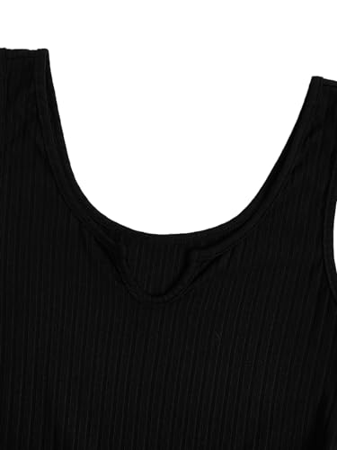 SOLY HUX Women's Summer Sleeveless Belted Tank Romper Short Jumpsuit Black and White Floral Large