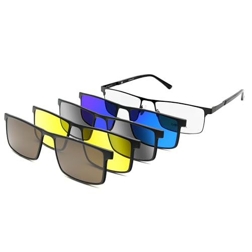Image of Bauhaus Magnetic Clip on Sunglasses Women Polarized UV Square Men Sunglasses Night Driving Eyeglasses For Fishing Hiking